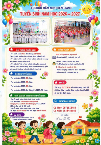 KẾ HOẠCH TUYỂN SINH NĂM HỌC 2026-2027